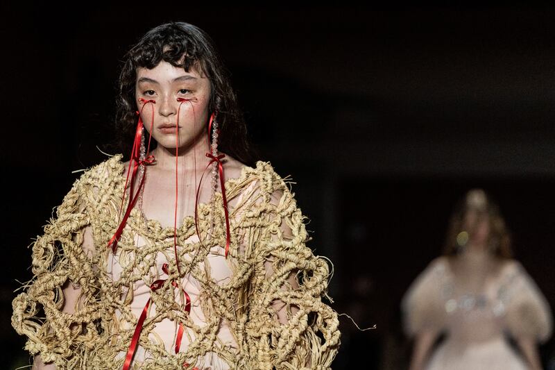 Simone Rocha's 2023 autumn-winter collection show at London Fashion Week on Saturday evening. Photogarph:  Niklas Halle'n/AFP/Getty Images