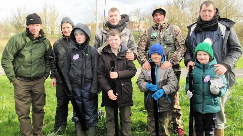 The winning group (with dads) at the opening day on the River Tolka.