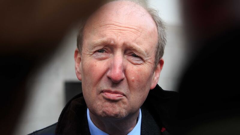 Independent TD Shane Ross arrives for  talks on the possible formation of a new government with Fine Gael TDs at Government Buildings in Dublin on Thursday. Photograph: Collins