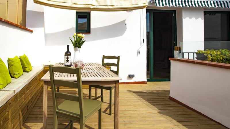 The Gallaghers’ rooftop terrace in Sitges, Spain. Photograph: Michael Mawson