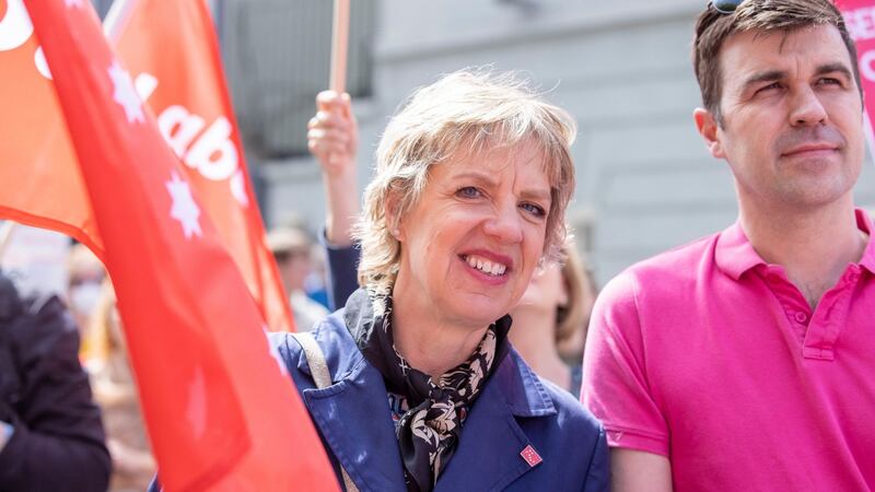 Labour Party leader Ivana Bacik at the protest outside the Dáil. Photograph: Tom Honan
