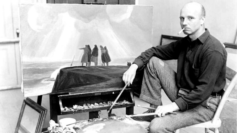 Rockwell Kent working on ‘And Women Must Weep’ or ‘Shipwreck, Coast of Ireland’, 1927- 1928.