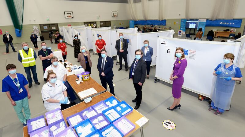 The vaccination centre at the South Lake Leisure Centre in Craigavon. Photograph: Northern Ireland Department of Health