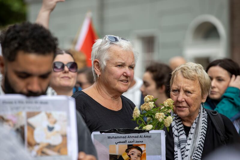People Before Profit TD Bríd Smith at the demonstration in Dublin city centre. Photograph: Tom Honan