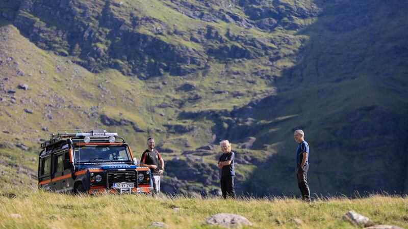 Memebers of Kerry Mountain Rescue Team, from left  Colm Burke, Gerry Christie and Cathal Cudden, at Ard na Locha, Hag’s Glen, in the MacGillycuddy’s Reek, Co Kerry. Photograph: Valerie O’Sullivan