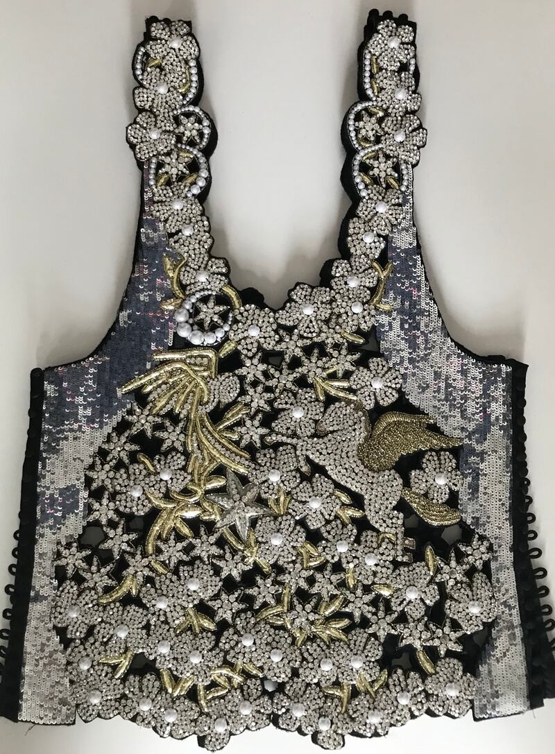 Hand-embellished and jewelled bodice with motifs inspired by Chagall’s landscape of memory by Sorcha O’Rahallaigh for Create 2020