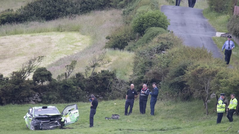The scene of a fatal crash during the Donegal International Rally.
