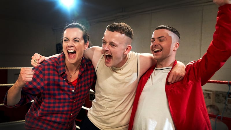 Hilary Rose, Chris Walley and Alex Murphy who play the main characters in the show. Photographer: Miki Barlok