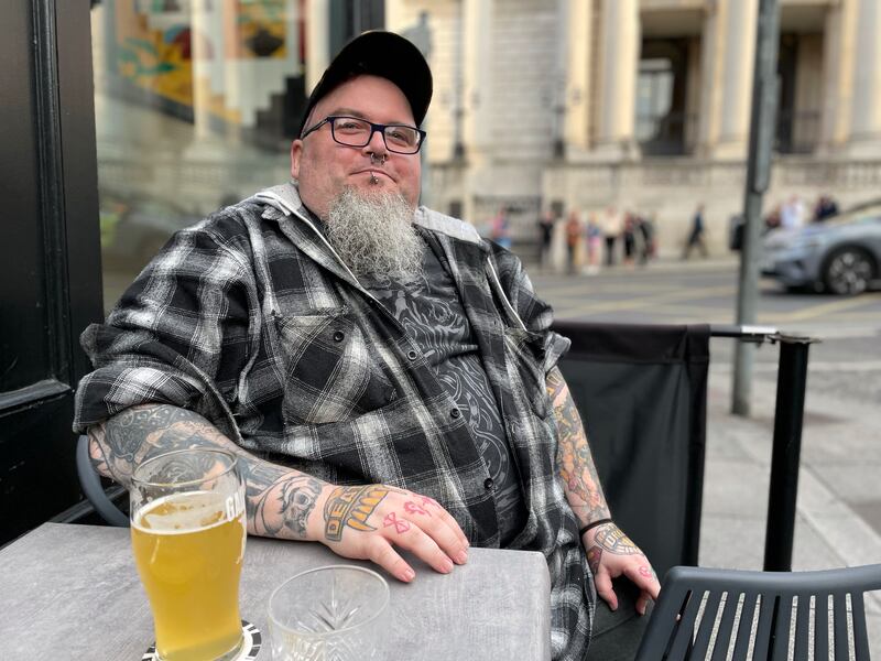 Patrick Thompson, enjoying a drink on car-free zone of Parliament Street on Friday night.
