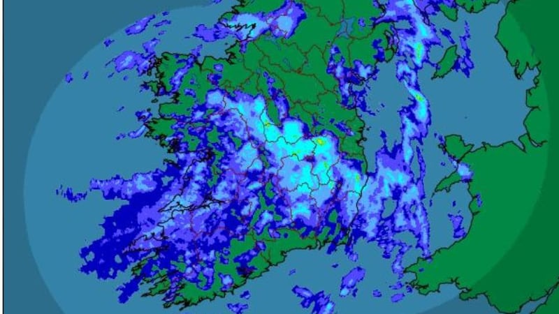 Rainfall radar image for 9am today. Graphic: Met Éireann