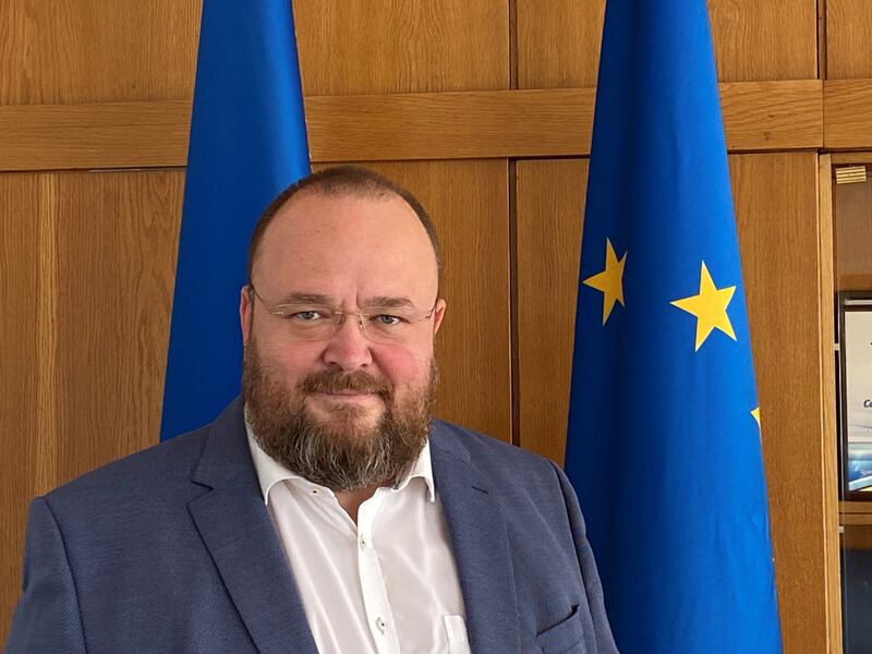 Deputy mayor Sergiy Miliutin, a refugee from Donetsk, wants to twin Kryvyi Rih with an Irish city. Photograph: Lara Marlowe