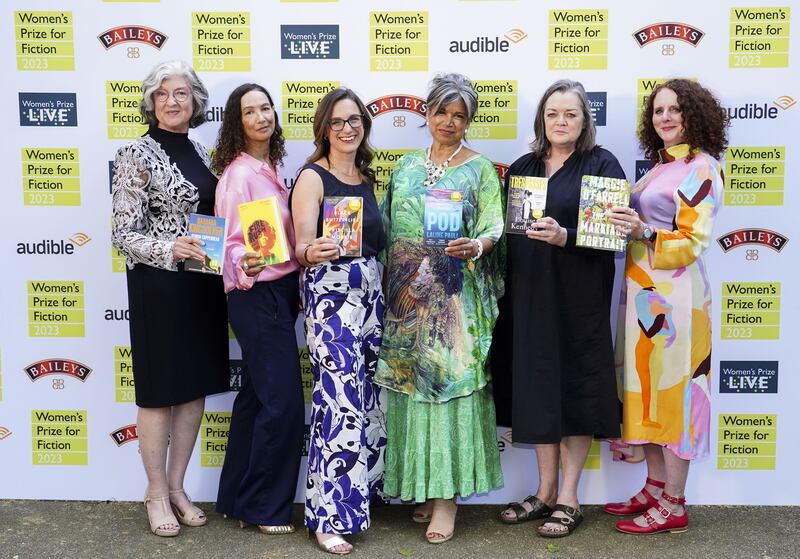 Authors Barbara Kingsolver, Jacqueline Crooks, Priscilla Morris, Laline Paull, Louise Kennedy and Maggie O'Farrell attend the 2023 Women's Prize For Fiction Winner's Ceremony. Photograph: Ian West/PA