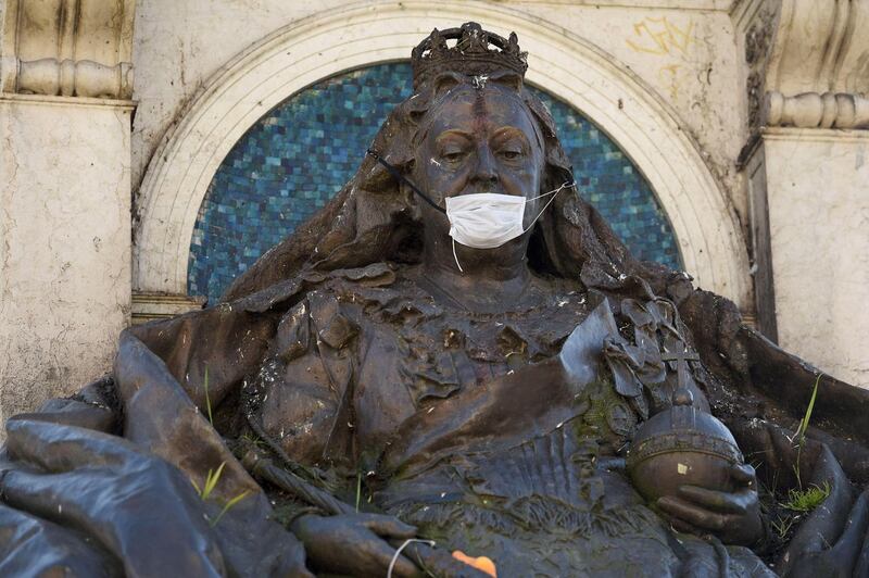Manchester, UK. State of queen Victoria. Photograph: Oli Scarff/AFP via Getty Images