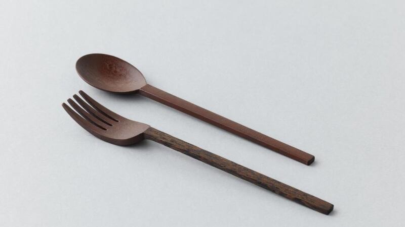Red fork and spoon by Akito Akgagi