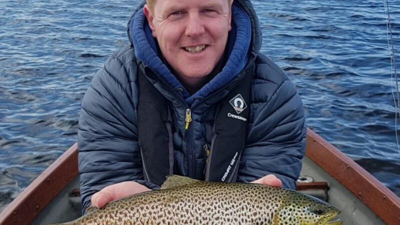 Shane Cramer with a fine Corrib trout. Photograph - Corrib View Lodge.