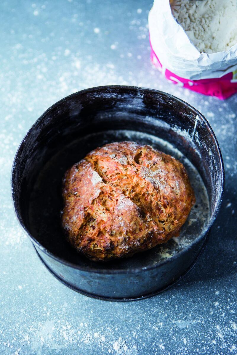 Soda bread with bacon and cheese
