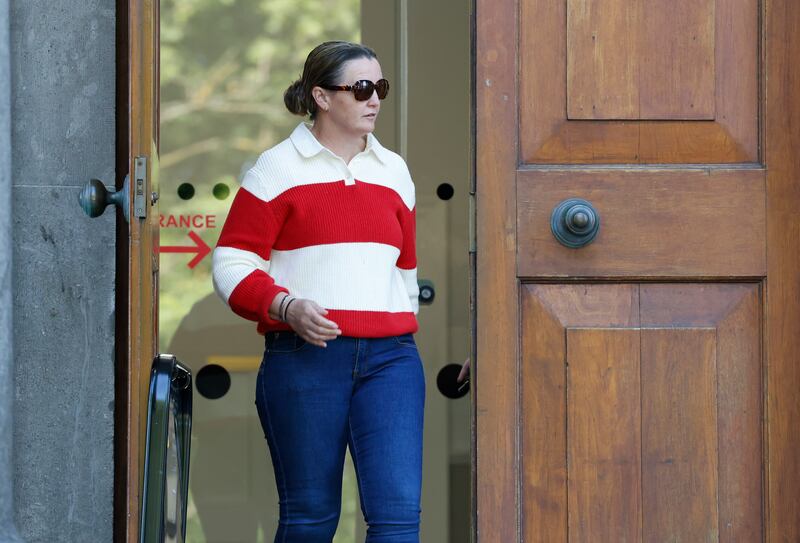 Widow of Joe Grogan, Lisa Flaherty, pictured outside the Coroner's Court in Offaly.  Photograph: Nick Bradshaw / The Irish Times