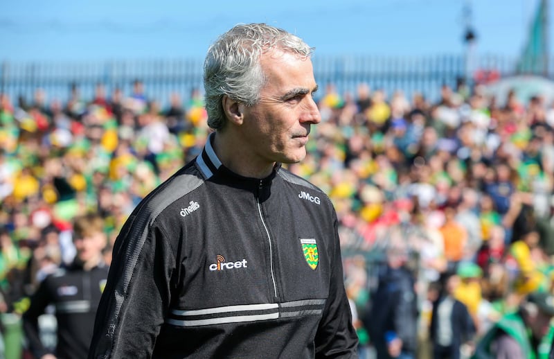 Donegal manager Jim McGuinness at MacCumhaill Park on Sunday. Photograph: Lorcan Doherty/Inpho