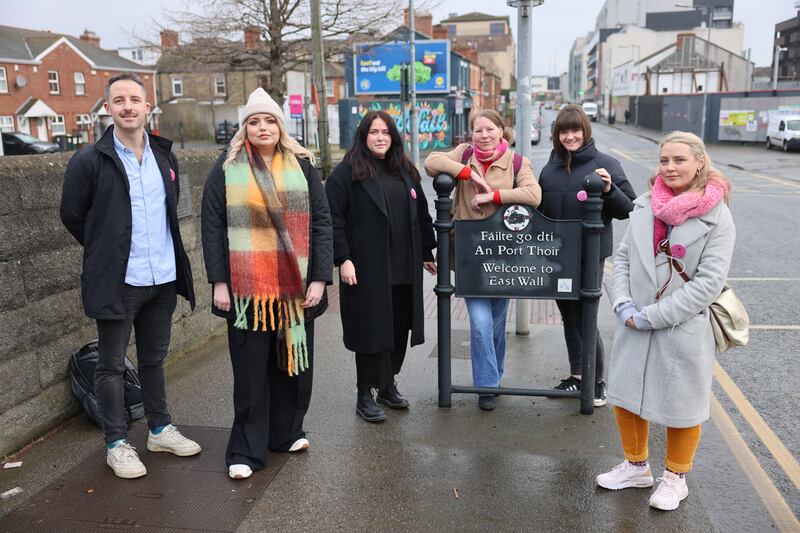 East Wall Here for All grassroots group. Photograph: Dara Mac Dónaill






