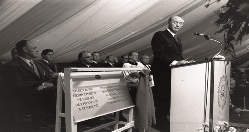 Former Taoiseach Jack Lynch at the official opening of the Citric Plant in 1972