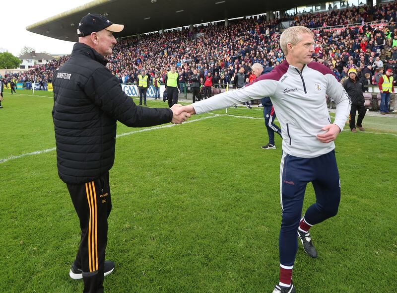 Kilkenny manager Brian Cody and Galway manager Henry Shefflin after their sides faced each other in the Leinster Senior Hurling Championship  in 2022. Photograph: Inpho