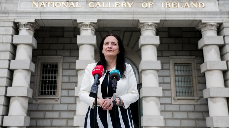 Minister for Culture Catherine Martin at the reopening of the National Gallery: Ms Martin says she is ambitious for arts events to get going as soon as it is safe to do so. Photograph: Gareth Chaney/ Collins