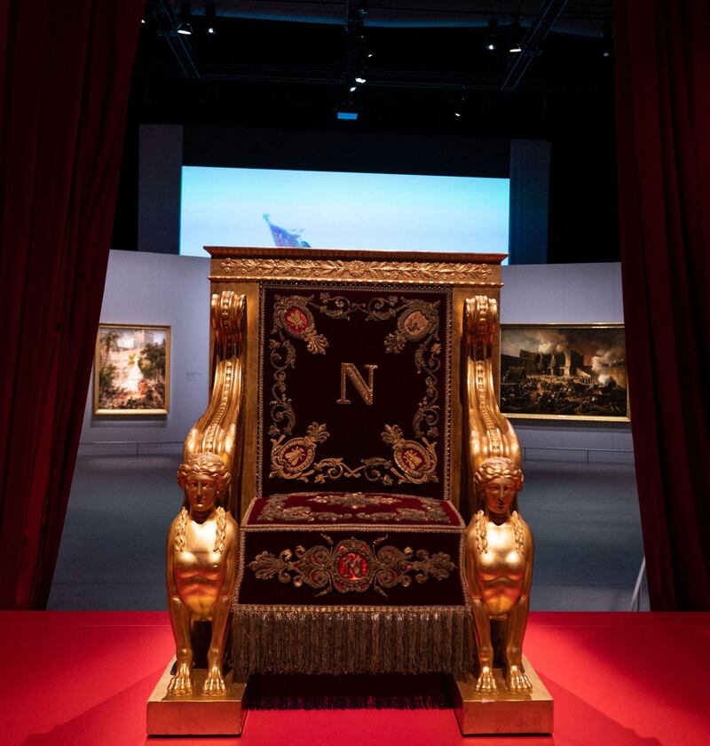 Napoleon’s throne on display in the Halle de la Villette. He crowned himself emperor of France in 1804. Photograph: Martin Bureau/AFP via Getty