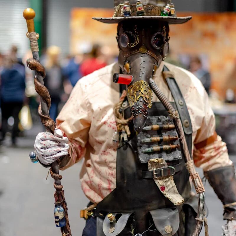 Handmade Plague Doctor, ready to cure all your ills this Halloween. Photograph: Nathan Wheeler