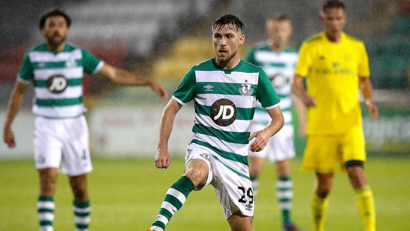 Jack Byrne in action during Shamrock Rovers’ Europa League game against Ilves Tampere at Tallaght Stadium. Photograph: Ryan Byrne/Inpho