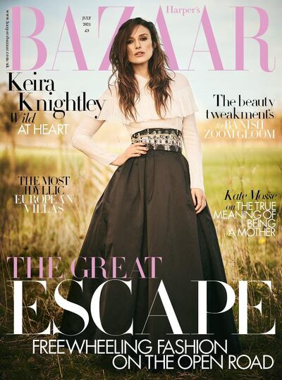 Keira Knightley on the cover of Harper’s Bazaar magazine