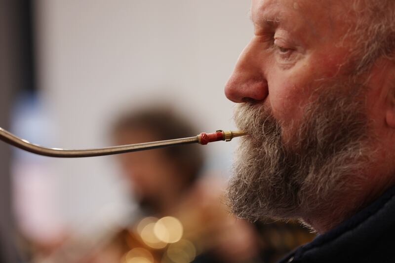 Jim McEvoy plays bassoon with the Communications Workers’ Union Band.  His wife Maureen plays French Horn. Photo: Bryan O’Brien / The Irish Times
