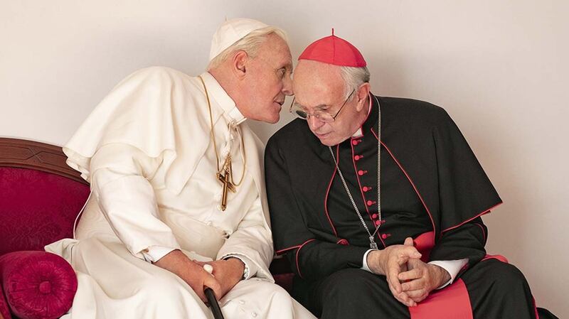 Anthony Hopkins and Jonathan Pryce in The Two Popes
