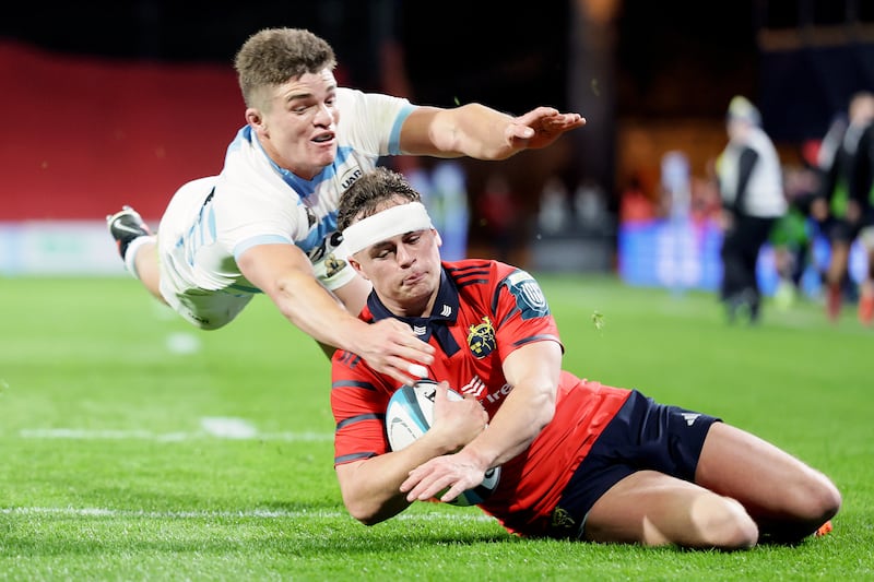 Munster's Tony Butler scores a try against Argentina at Thomond Park last Saturday. Photograph: Laszlo Geczo/Inpho