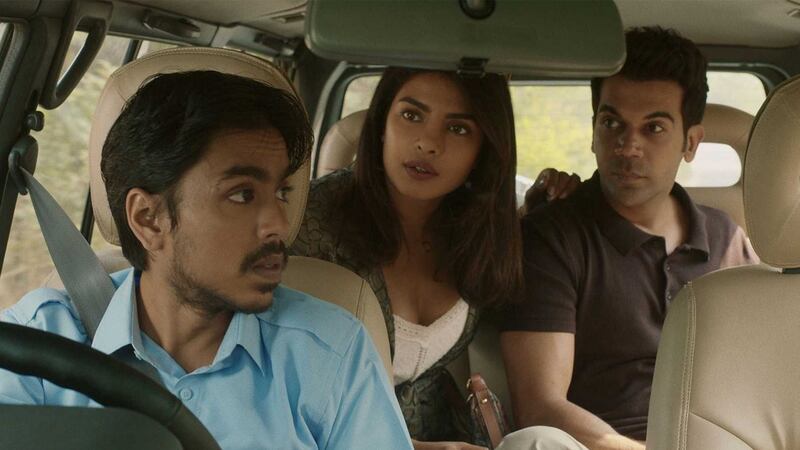 Adarsh Gourav , Priyanka Chopra and Rajkummar Rao in The White Tiger