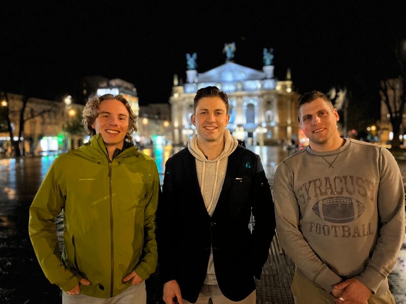 Jacques Hacquebord (centre), the head of hand surgery at the NYU Langone Health hospital in New York, during a visit with US colleagues to Lviv, to consult and work with Ukrainian medics treating soldiers and civilians with severe injuries to their arms and legs. Photograph courtesy of Jacques Hacquebord