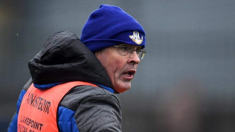 Luke Dempsey takes charge of St Joseph’s, Rochfortbridge in their first Leinster ’A’ football final. Photograph: Tommy Grealy/Inpho
