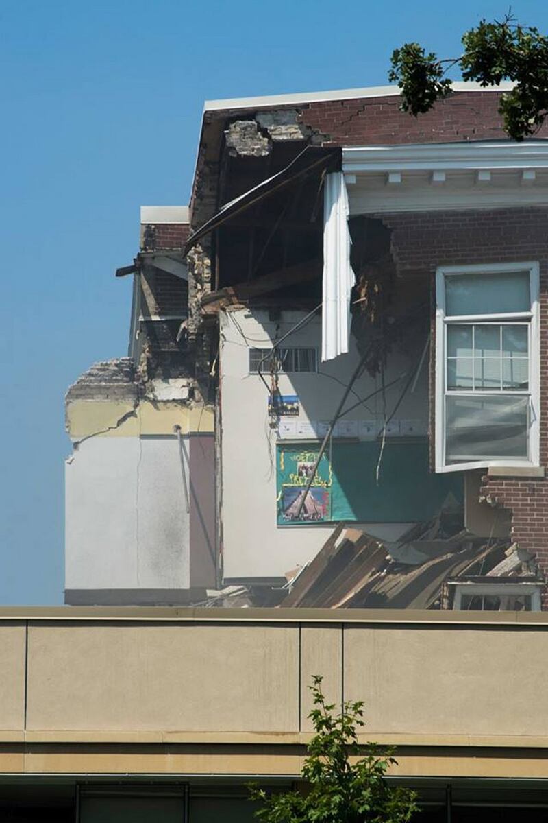 Damage from an explosion at Minnehaha Academy christian school in Minneapolis, Minnesota, USA. Photograph: EPA/MINNEAPOLIS POLICE DEPARTMENT