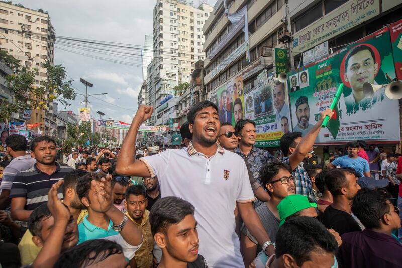Supporters of the Bangladesh Nationalist Party demonstrate in 2023. Photograph: Monirul Alam/EPA