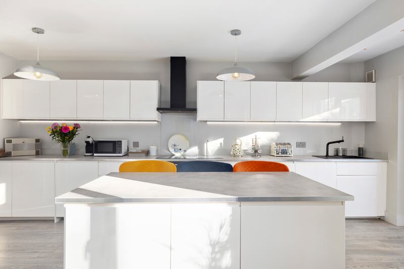 The property has all white interiors