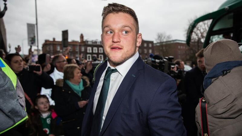 Ireland prop Andrew Porter arrives at the Shelbourne Hotel after the return from London. Photograph: Gary Carr/Inpho