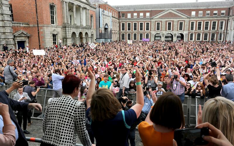 Referendum on the 36th Amendment of the Constitution Bill 2018. Central count centre at Dublin Castle. Photograph: Derek Speirs 