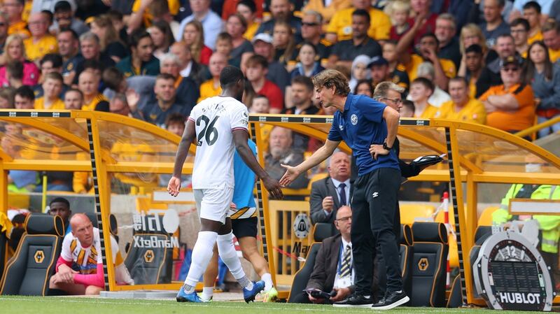 Shandon Baptiste was sent off during Brentford’s win over Wolves. Photograph: Catherine Ivill/Getty