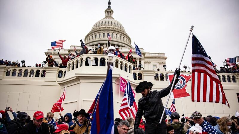 Trump supporters storm the US Capitol. Photograph: Samuel Corum/Getty