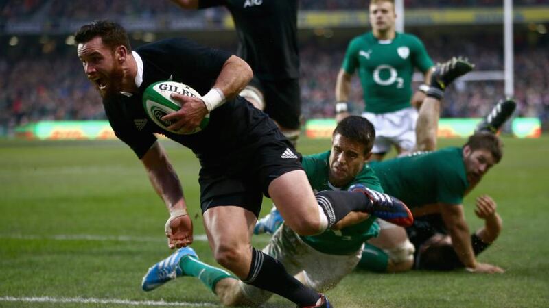 Ryan Crotty crosses for New Zealand’s winning try against Ireland at the Aviva Stadium last month. Photograph: getty Images