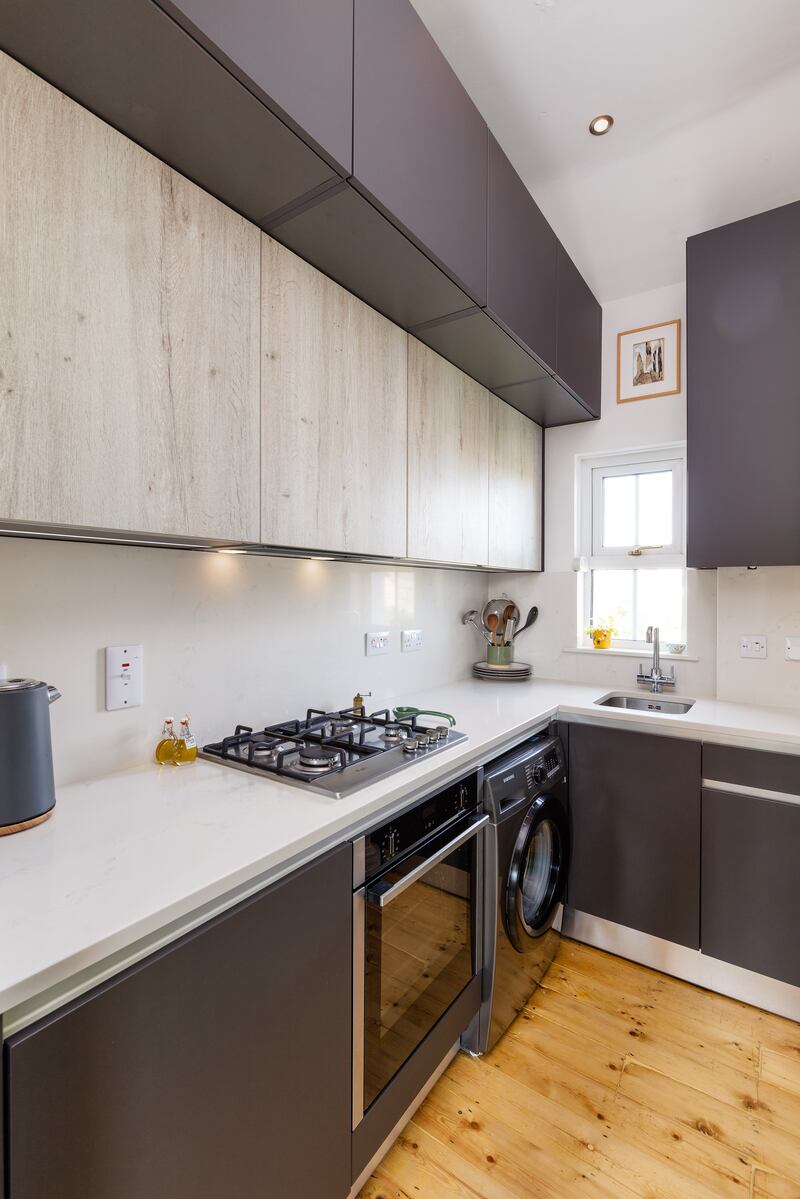 The unit has a kitchen by Hughes Kitchen Furniture in Clontarf