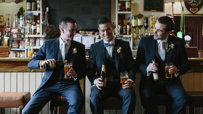 Richard Maes with his groomsmen. Photograph: Emma Jervis, emmajervis.com