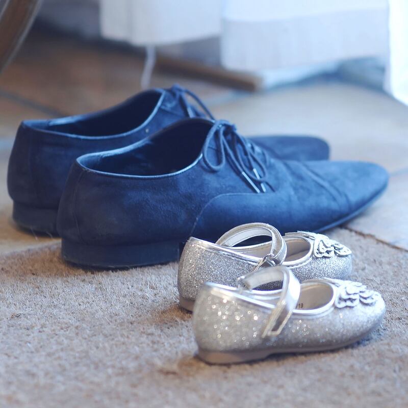 Shoes belonging to Lee Bradshaw and his daughter in Fatherly