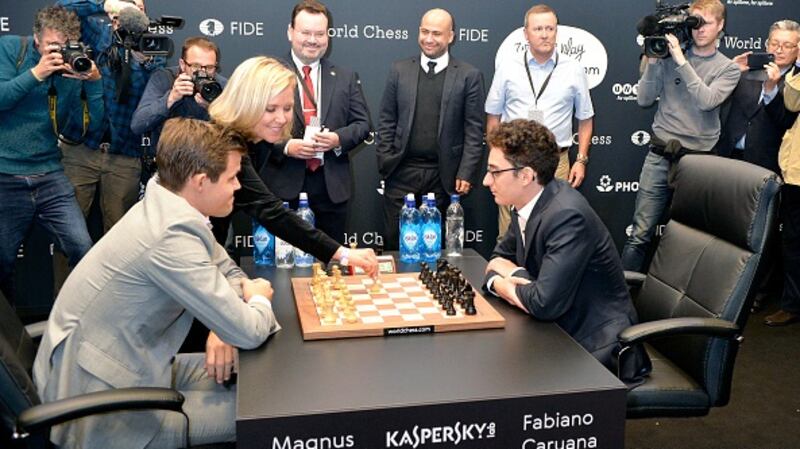 In last week’s $265,000 Clutch Knockout final Carlsen met his old rival Fabiano Caruana. File photograph: Getty Images