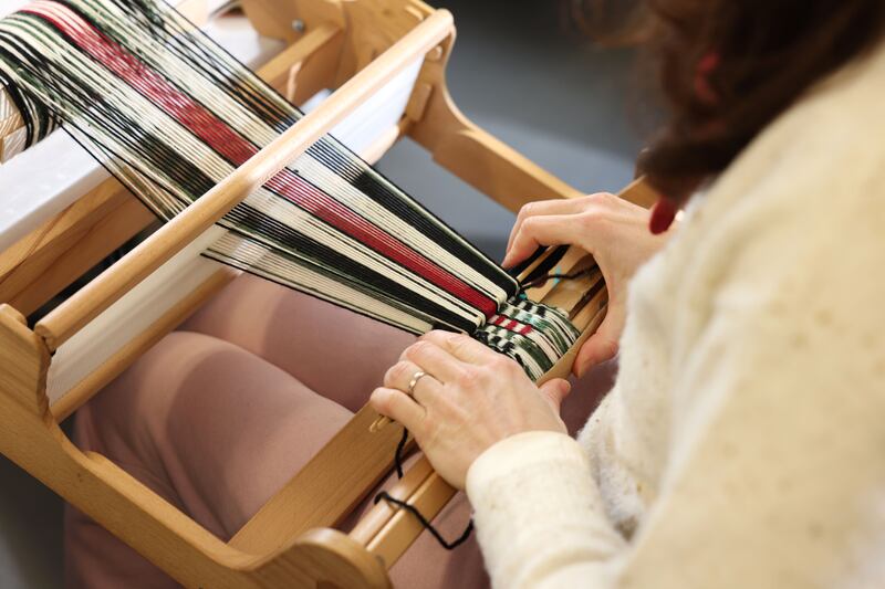 Aideen Macken at work in the Liberties Weavers group, Dublin. Photograph: Dara Mac Dónaill 