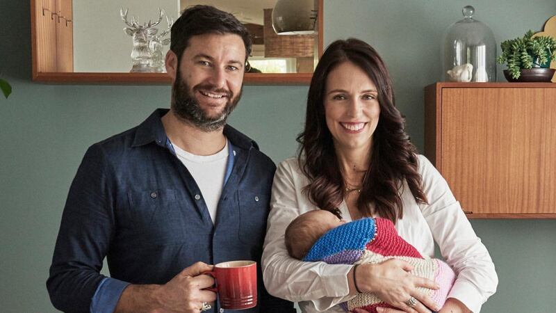 New Zealand PM Jacinda Ardern with her family in their home in Auckland. She is among the leaders who have spoken clearly and honestly about the coronavirus crisis. Photograph: Derek Henderson/Jacinda Ardern via AP